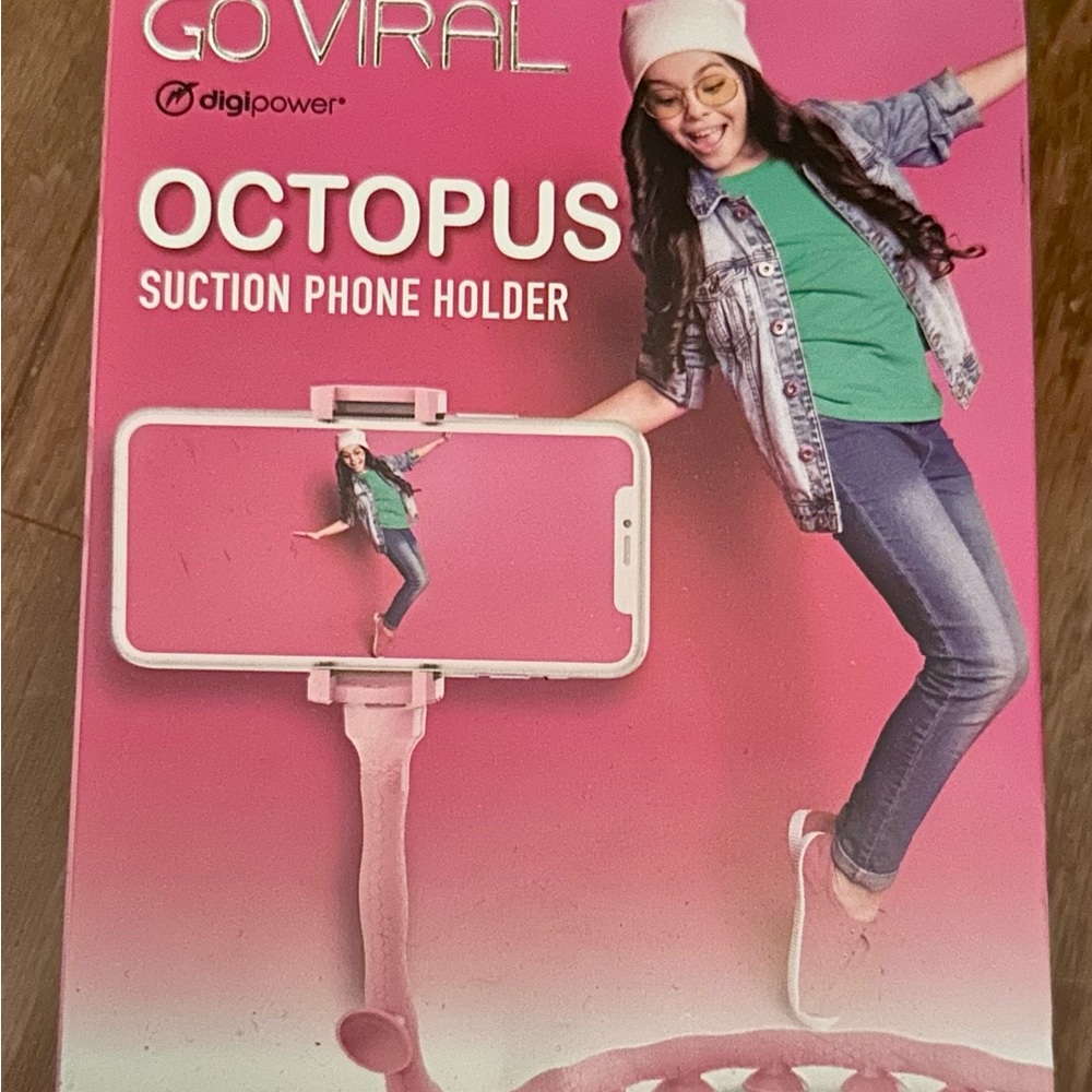 Pink Flexible Phone Holster with Suction Clips
